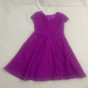 Xhileration Purple Lace Zipper Back Short Sleeve Attached Slip Dress